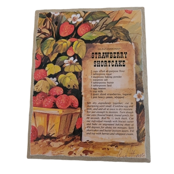 Vintage - 60's Handmade Strawberry‎ & Cherry Recipe Plaques - Picture 2 of 4
